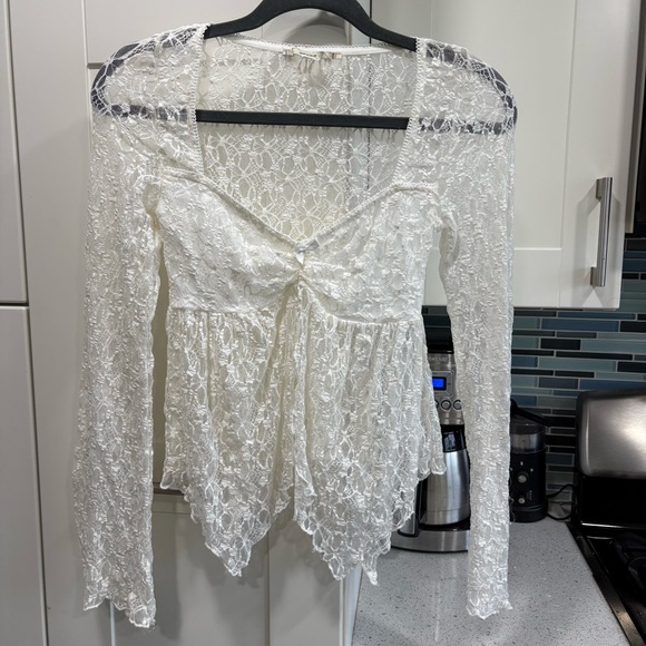 Kimchi Blue Tops - Kimchi Blue sheer lace long sleeve top